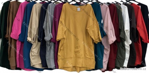 Tunika s vreckami dlhý rukáv dámska nadrozmer (54/56/58 ONE SIZE) TALIANSKA MÓDA IMC25393