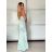 Šaty elegantné spoločenské dlhé na ramienka dámske (S/M ONE SIZE) TALIANSKA MÓDA IM324LOVE/DU -   zelená
 -   S / M
