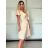 Šaty spoločenské krátky rukáv dámske (S/M/L ONE SIZE) TALIANSKA MODA IMSP255945/DU -   béžová -   S/M/L
