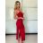 Šaty dlhé letné elegantné na ramienka dámske (XS/S/M ONE SIZE) TALIANSKA MÓDA IMM25M34553/DU -   červená -   S / M