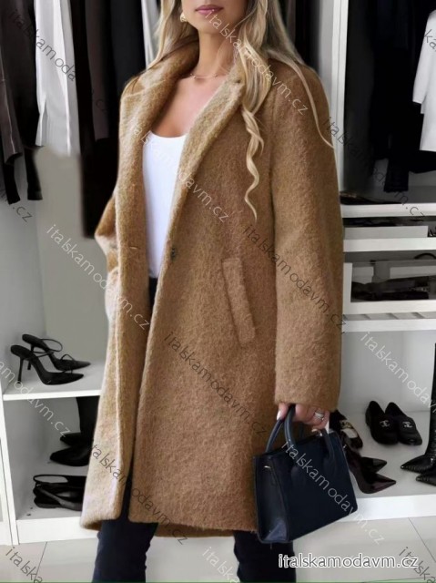Kabát zimný chlpatý dlhý rukáv dámsky (S/M/L ONE SIZE) TALIANSKA MÓDA IMD25154