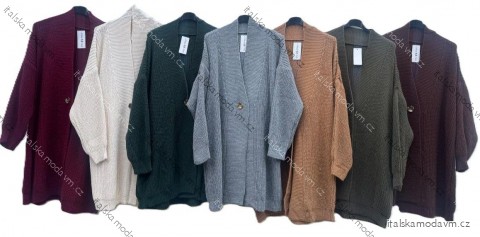 Sveter predĺžený pletený na gombík dlhý rukáv dámsky nadrozmer (54/56/58 ONE SIZE) TALIANSKA MÓDA IMD25162