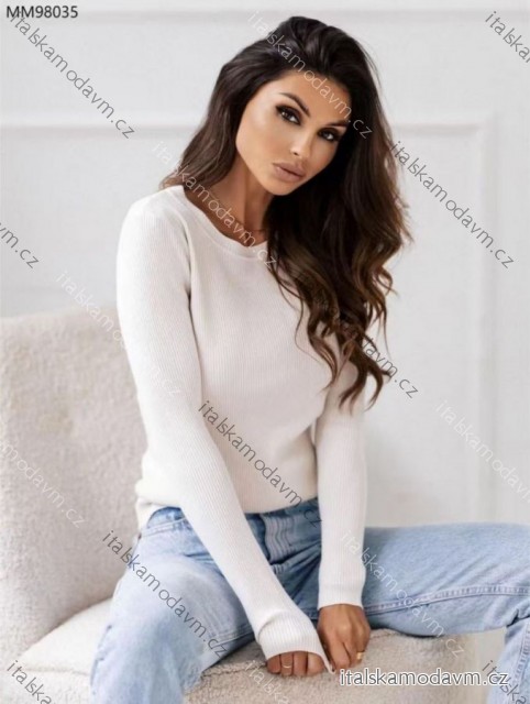 Sveter úpletový riadkový dlhý rukáv dámsky (S/M/L ONE SIZE) TALIANSKA MÓDA IMD25179