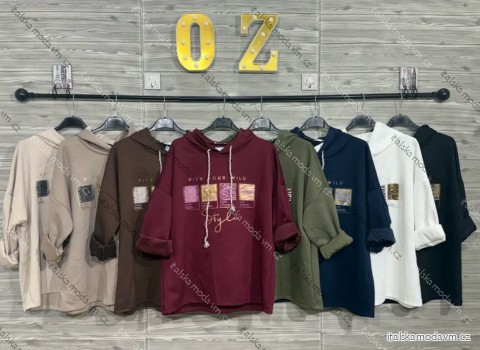 Mikina s kapucňou dlhý rukáv dámska (S/M/L ONE SIZE) TALIANSKA MÓDA IMPOZ25SM-282601