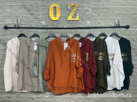 Tunika košeľová 3/4 dlhý rukáv dámska (S/M/L ONE SIZE) TALIANSKA MÓDA IMPOZ25SM-3157