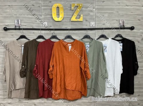 Tunika košeľová 3/4 dlhý rukáv dámska (S/M/L ONE SIZE) TALIANSKA MÓDA IMPOZ25SM-3156