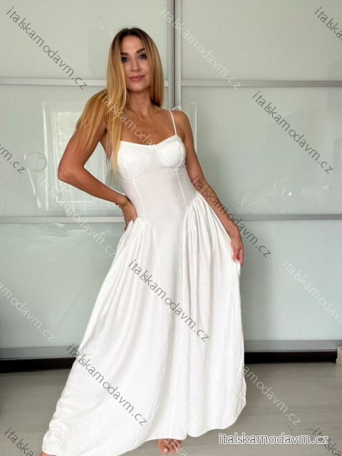 Šaty dlhé letné na ramienka dámske (S/M ONE SIZE) TALIANSKA MÓDA IM725KIRA/DU