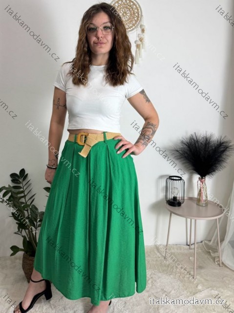 Sukňa dlhá s opaskom dámska (S/M/L ONE SIZE) TALIANSKA MÓDA IMM25M7755/DU zelená S/M/L