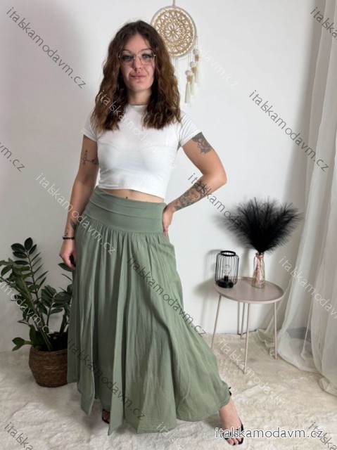Sukňa dlhá dámska TINA (S/M/L ONE SIZE) TALIANSKA MóDA IMSM25TINA/DUR khaki S/M/L