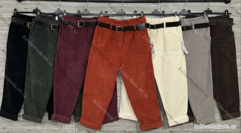 Kalhoty dlouhé s páskem dámské (S/M/L ONE SIZE) ITALSKÁ MÓDA IMPOZ25LV-25138A