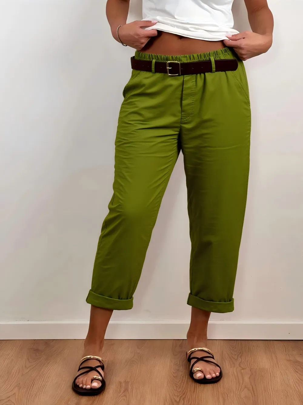 Nohavice s opaskom 3/4 krátke dámske (S/M/L ONE SIZE) IMPOZ25LV-25138