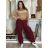 Nohavice manžestrové s opaskom dámske BARBARA  (S/M/L ONE SIZE) TALIANSKA MÓDA IMSM251146/DU S/M/L vínová