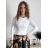 Tričko elegantní dlouhý rukáv dámské (XS/S/M ONE SIZE) ITALSKá MóDA IMM23M31346/DUR bílá XS/S/M