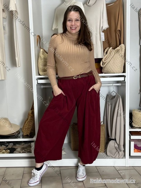 Nohavice manžestrové s opaskom dámske EVA(S/M/L ONE SIZE) TALIANSKA MÓDA IMSM251147/DU