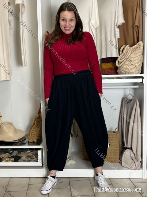 Nohavice manžestrové s opaskom dámske nadrozměr VANDA (40/42/44 ONE SIZE) TALIANSKA MÓDA IMSM251148/DU