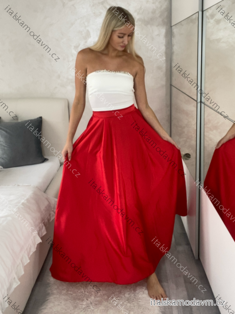 Sukňa saténová dlhá dámska (S/M ONE SIZE) TALIANSKA MÓDA IMPVN254665/DU červená S/M