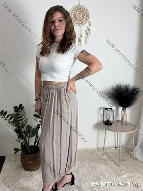 Sukňa dlhá s vreckami dámska MILAGO (M/L/XL ONE SIZE) TALIANSKA MÓDA IM425244/DUR světle hnědá M/L/XL