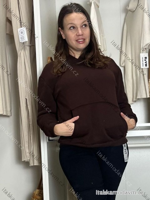 Mikina oversize s kapucí dlouhý rukáv dámská  ILONA (S/M/L ONE SIZE) ITALSKÁ MÓDA IMWDZ251111/DUR