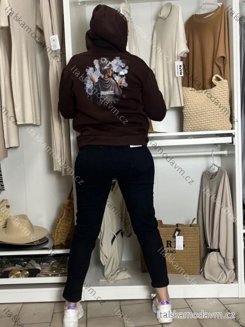 Mikina oversize s kapucňou dlhý rukáv dámska ILONA  (S/M/L ONE SIZE) TALIANSKA MÓDA IMWDZ251111/DUR