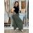 Tepláky elegantní dámské nadrozměr LOLA (40/42/44 ONE SIZE) ITALSKÁ MÓDA IM4251145/DU 40/42/44 zelená khaki