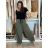 Tepláky elegantní dámské nadrozměr LOLA (40/42/44 ONE SIZE) ITALSKÁ MÓDA IM4251145/DU 40/42/44 zelená khaki