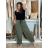 Tepláky elegantní dámské nadrozměr LOLA (40/42/44 ONE SIZE) ITALSKÁ MÓDA IM4251145/DU 40/42/44 zelená khaki