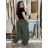 Tepláky elegantní dámské nadrozměr LOLA (40/42/44 ONE SIZE) ITALSKÁ MÓDA IM4251145/DU 40/42/44 zelená khaki