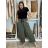 Tepláky elegantní dámské nadrozměr LOLA (40/42/44 ONE SIZE) ITALSKÁ MÓDA IM4251145/DU 40/42/44 zelená khaki