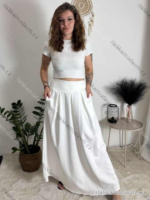 Sukňa dlhá dámska (XS/S/M ONE SIZE) TALIANSKA MÓDA IMWB251269 biela XS/S/M