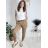 Nohavice elegantné s opaskom dámske (S/M/L ONE SIZE) TALIANSKA MÓDA IM425030/DUR  sv. hnědá S/M/L