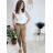 Nohavice elegantné s opaskom dámske (S/M/L ONE SIZE) TALIANSKA MÓDA IM425030/DUR  sv. hnědá S/M/L