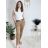 Nohavice elegantné s opaskom dámske (S/M/L ONE SIZE) TALIANSKA MÓDA IM425030/DUR  sv. hnědá S/M/L