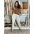 Nohavice elegantné s opaskom dámske (S/M/L ONE SIZE) TALIANSKA MÓDA IM425030/DUR  sv. hnědá S/M/L