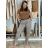 Nohavice elegantné s opaskom dámske (S/M/L ONE SIZE) TALIANSKA MÓDA IM425030/DUR  sv. hnědá S/M/L