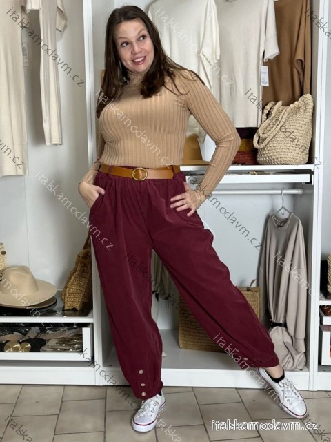 Nohavice manžestrové s opaskom dámske BARBARA  (S/M/L ONE SIZE) TALIANSKA MÓDA IMSM251146