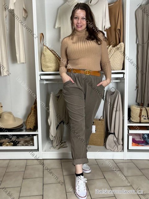 Kalhoty manžestrové s páskem dámské NALA (S/M/L ONE SIZE) ITALSKÁ MÓDA IMSM251151