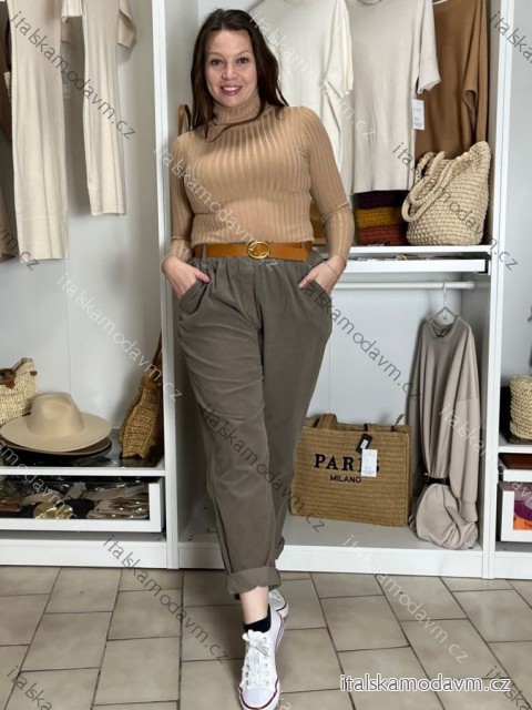 Kalhoty manžestrové s páskem dámské NALA (S/M/L ONE SIZE) ITALSKÁ MÓDA IMSM251151/DU