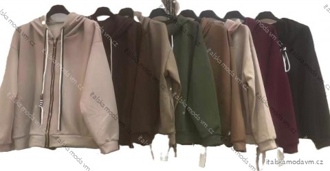 Mikina teplá s kapucňou na zips dlhý rukáv dámska (S/M/L ONE SIZE) TALIANSKA MÓDA IMC25409