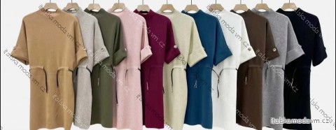 Šaty krátké úpletové krátký rukáv dámské (S/M/L ONE SIZE) ITALSKÁ MÓDA IMC25410