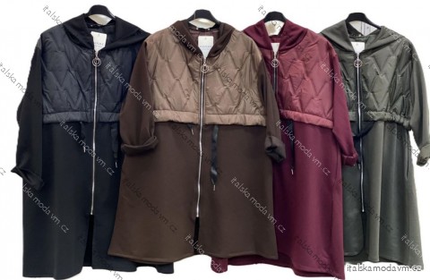Bunda šusťáková s kapucňou na zips dlhý rukáv dámska nadrozmer (42/44/46 ONE SIZE) TALIANSKA MÓDA IMC25415