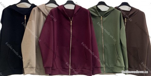 Mikina teplá s kapucňou na zips dlhý rukáv dámska (S/M/L ONE SIZE) TALIANSKA MÓDA IMC25423