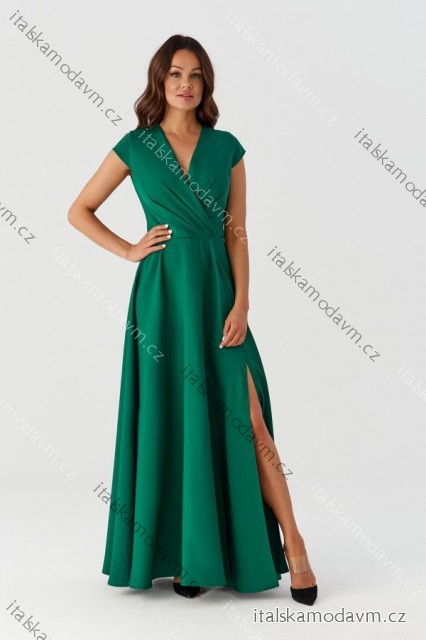 Šaty dlouhé společenské krátký rukáv dámské (36-56) POLSKÁ MÓDA PMLMR23AFRODYTA-3/DUR