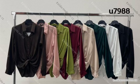 Tunika košilová dlouhý rukáv dámská (XS/S/M ONE SIZE) ITALSKÁ MÓDA IMM25M7988