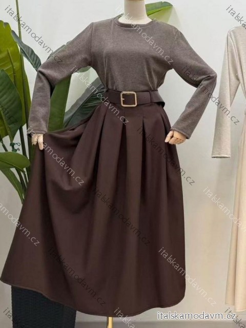 Šaty s opaskom dlhý rukáv dámske (S/M/L ONE SIZE) TALIANSKA MÓDA IMM25M5920