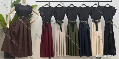 Šaty s opaskom krátky rukáv dámske (S/M/L ONE SIZE) TALIANSKA MÓDA IMM25M5898