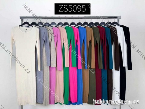 Šaty dlouhý rukáv dámské (S/M/L ONE SIZE) ITALSKÁ MÓDA IMM25M5095