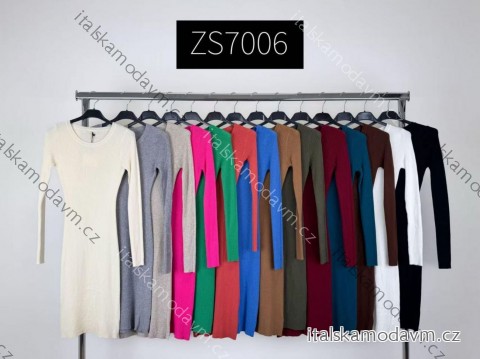 Šaty dlouhý rukáv dámské (S/M/L ONE SIZE) ITALSKÁ MÓDA IMM25M7006