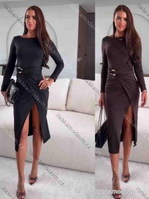 Šaty elegantný dlhý rukáv dámske (S/M/L ONE SIZE) TALIANSKA MÓDA IMM25M42722
