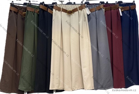 Kalhoty dlouhé elegantní s páskem dámské nadrozměr (42/44/46 ONE SIZE) ITALSKÁ MÓDA IMC25434