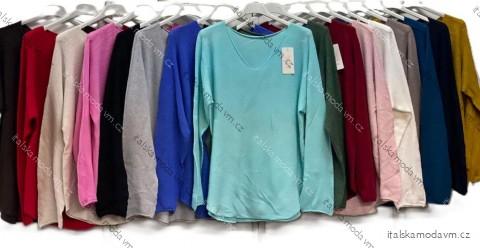 Svetr tenký úpletový dlouhý rukáv dámský (S/M/L ONE SIZE) ITALSKÁ MÓDA IMC25435